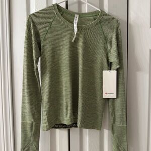 Lululemon Athletica Lime and Black Striped Top